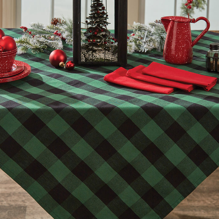 Soft christmas green wicklow check tablecloth 