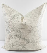World Map Beige & Grey Farmhouse Pillow Cover