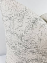 World Map Beige & Grey Pillow Cover Farmhouse Decor