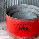 Antique Red Metal Tree Pots