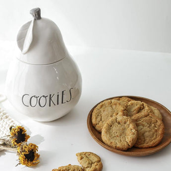 Rae Dunn Clay - Stem Print Pear Cookie Canister