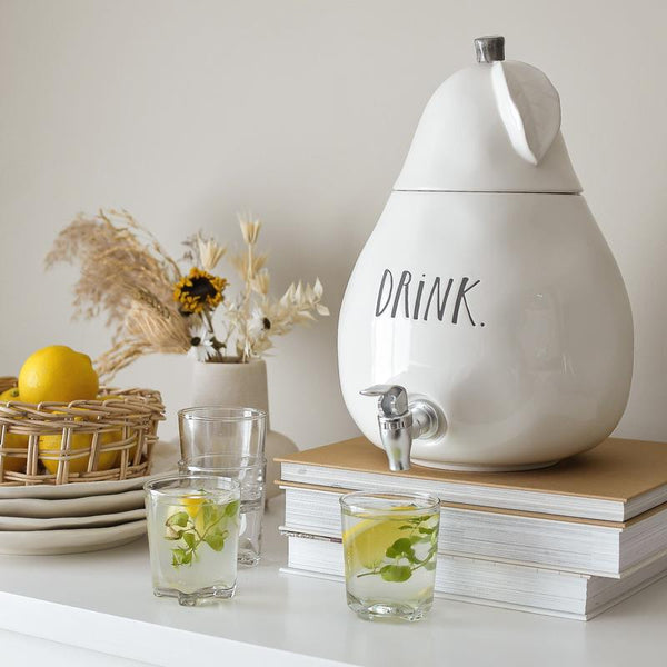 RAE DUNN CLAY - STEM PRINT PEAR DRINK DISPENSER