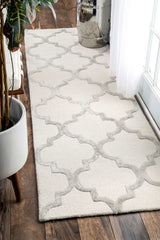 Hand Tufted Park Avenue Trellis Rug, Runner, Farmhouse Decor, floor coverings, contemporary, wool, nickel