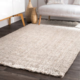 Hand Woven Chunky Loop Jute Rug, Farmhouse decor, natural fibers, off white, area rug, floor covering