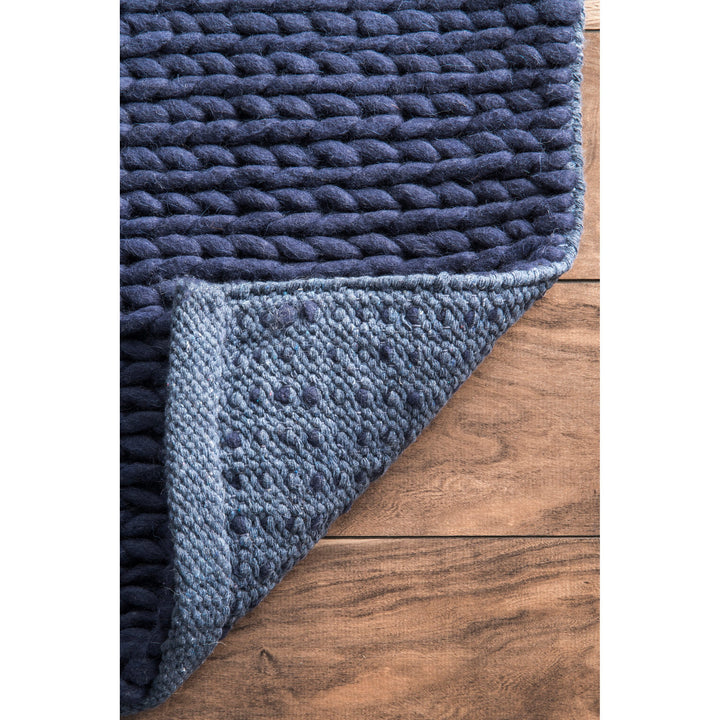 Hand Woven Chunky Woolen Cable Rug Modern Rustic Home Hand Woven Chunky Woolen Cable Rug Modern Rustic Home