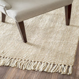 Hand Woven Don Jute with Fringe Rug, Farmhouse Decor, natural fibers, floor coverings, area rug
