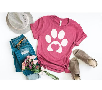dog pawprint in heart unisex super soft t-shirt
