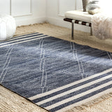 Roberge Coastal Indoor/Outdoor Rug, Farmhouse Decor, area rug, floor coverings, blue, fringed edge