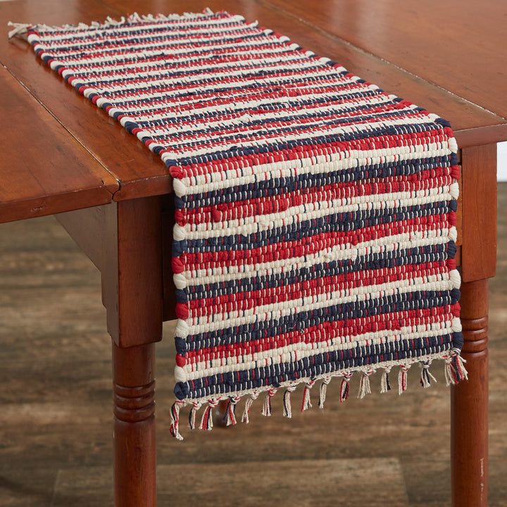 stars and stripes chindi table runner fourth of july
