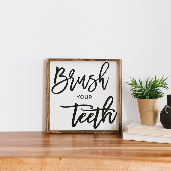 Brush Your Teeth Wood Sign – Modern Rustic Home brush-your-teeth-wood-sign-modern-rustic-home