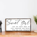 Sweet Girl Wood Sign, Farmhouse Decor, Wall Hanging, Girl's Room
